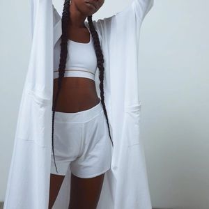 Lunya Organic Pima Long Cardigan- Sincere White, One Size